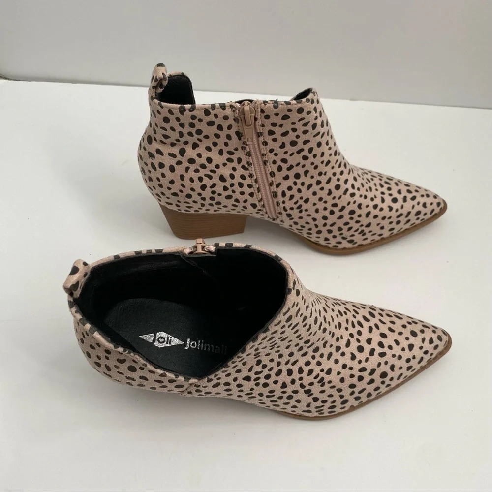 Blush Pink Cheeta Animal Print Ankle Boot Booties - Picture 10 of 15
